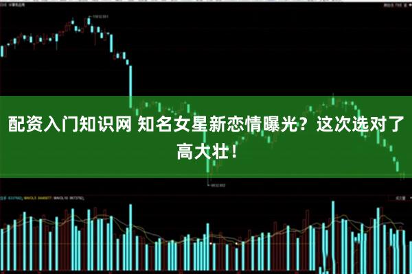 配资入门知识网 知名女星新恋情曝光?这次选对了高大壮!